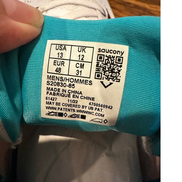 Saucony Men's Ride 16 Running Shoes White Size 13 Everyday Active - Picture 8 of 9